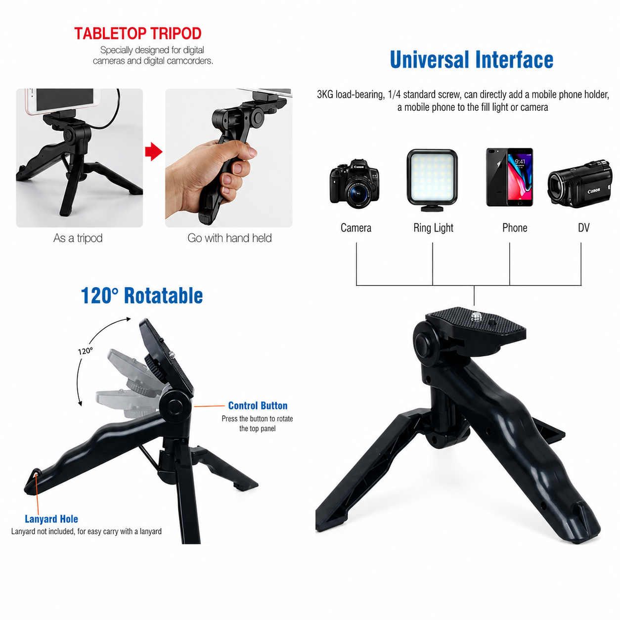 KIT DE GRABACION DE VIDEO CON TRIPODE Y BLUETOOTH